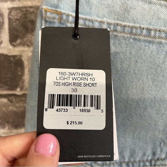 NWT Re/Done 70s high rise shorts jean denim distressed - Picture 7 of 11